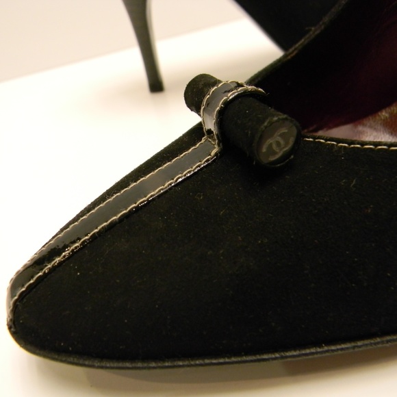 NEW RARE Chanel suede heeled slingbacks 37.5, 7.5 - Picture 6 of 8